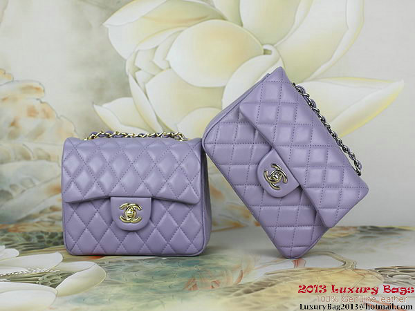 Chanel 1115 mini Classic Flap Bag Sheepskin Leather Violet