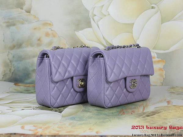 Chanel 1115 mini Classic Flap Bag Sheepskin Leather Violet