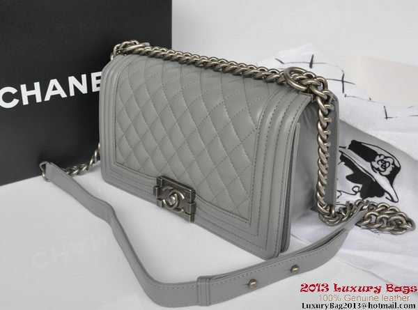 Boy Chanel Flap Shoulder Bag Original Sheepskin Leather A67086 Gray