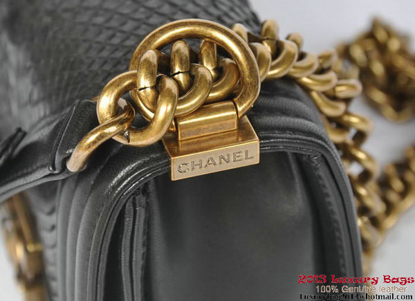 Boy Chanel Flap Shoulder Bag Python Leather A66094 Black