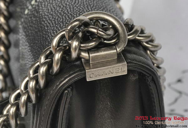 Boy Chanel Flap Shoulder Bag in Original Galuchat A66231 Black