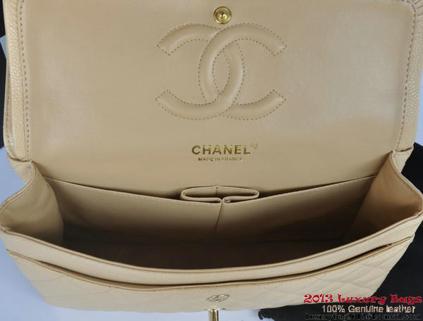 Chanel 2.55 Series Flap Bag Original Caviar Leather A1112 Apricot