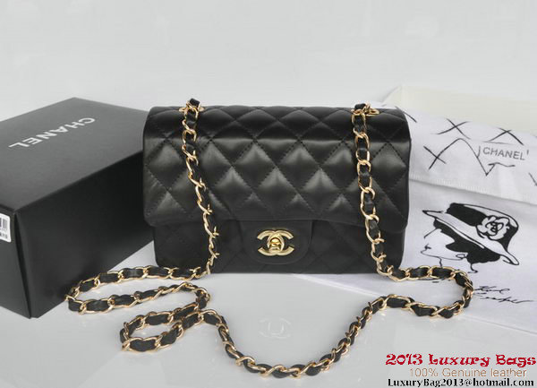 Chanel Classic Flap Bags Black Original Sheepskin Leather A1116 Gold