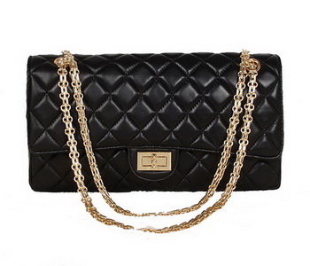 Chanel 1113 Classic Flap Bag Black Sheepskin Gold