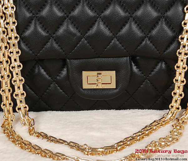 Chanel Classic 2.55 Series Bag Black Sheepskin Leather 1112 Gold