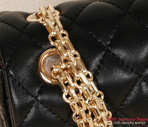 Chanel Classic 2.55 Series Bag Black Sheepskin Leather 1112 Gold