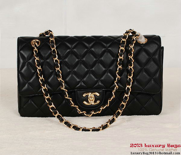 Chanel Classic Flap Bag 1113 Black Sheepskin Gold