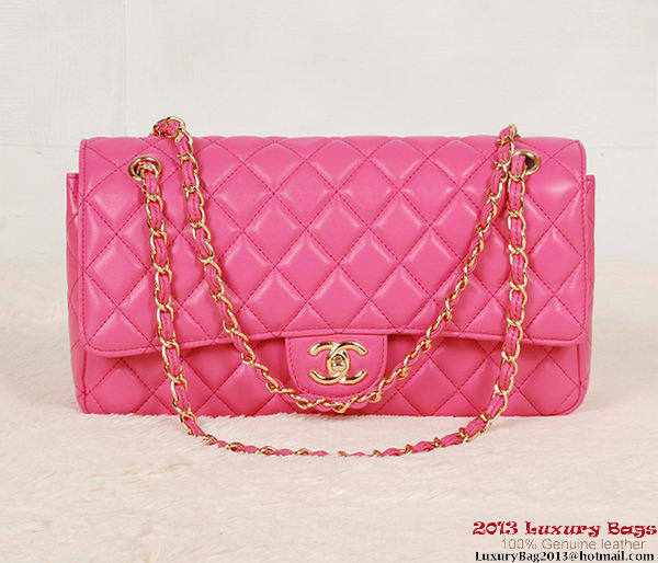 Chanel Classic Flap Bag 1113 Rose Sheepskin Gold