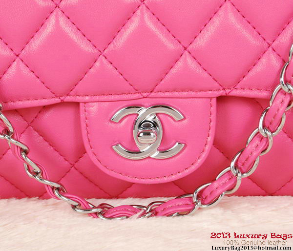 Chanel Classic Flap Bag 1113 Rose Sheepskin Silver