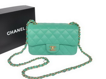 Chanel Classic Flap Bags Green Original Sheepskin Leather A1116 Gold