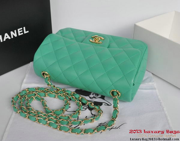 Chanel Classic Flap Bags Green Original Sheepskin Leather A1116 Gold