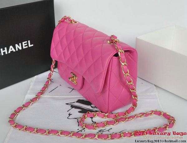 Chanel Classic Flap Bags Rose Original Sheepskin Leather A1116 Gold