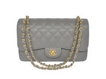 Chanel Jumbo Quilted Classic Cannage Patterns Flap Bag A58600 Grey Gold