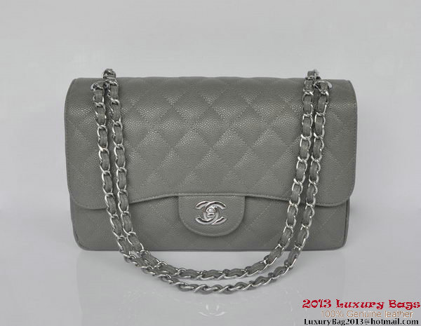 Chanel Jumbo Quilted Classic Cannage Patterns Flap Bag A58600 Grey Silver