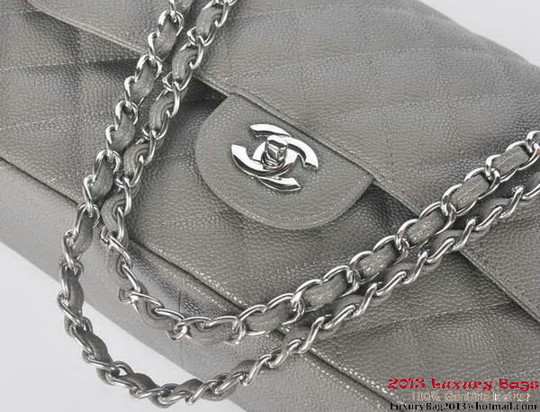 Chanel Jumbo Quilted Classic Cannage Patterns Flap Bag A58600 Grey Silver