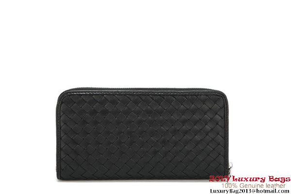 Bottega Veneta Intrecciato Nappa Zippy Wallet 115709-1 Black