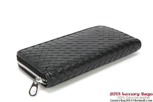 Bottega Veneta Intrecciato Nappa Zippy Wallet 115709-1 Black