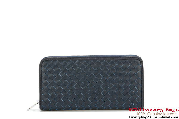 Bottega Veneta Intrecciato Nappa Zippy Wallet 115709-1 Blue