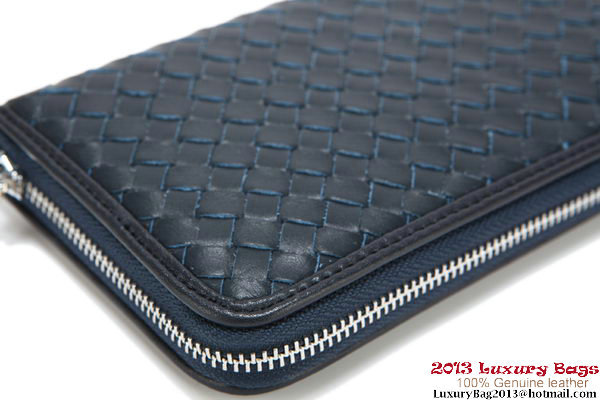 Bottega Veneta Intrecciato Nappa Zippy Wallet 115709-1 Blue