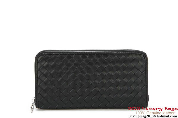 Bottega Veneta Intrecciato Nappa Zippy Wallet 115709-2 Black