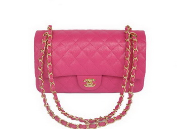 Chanel 2.55 Series Classic Flap Bag 1112 Rose Cannage Pattern Gold