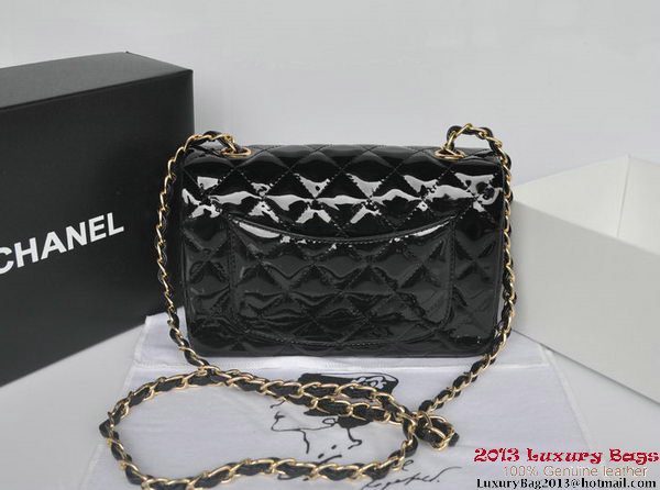 Chanel Classic Flap Bags Black Original Patent Leather A1116 Gold