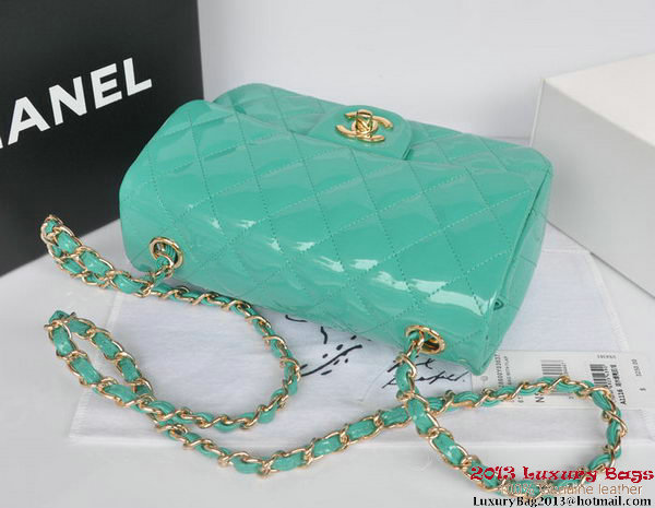 Chanel Classic Flap Bags Light Green Original Patent Leather A1116 Gold