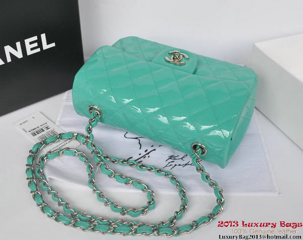 Chanel Classic Flap Bags Light Green Original Patent Leather A1116 Silver