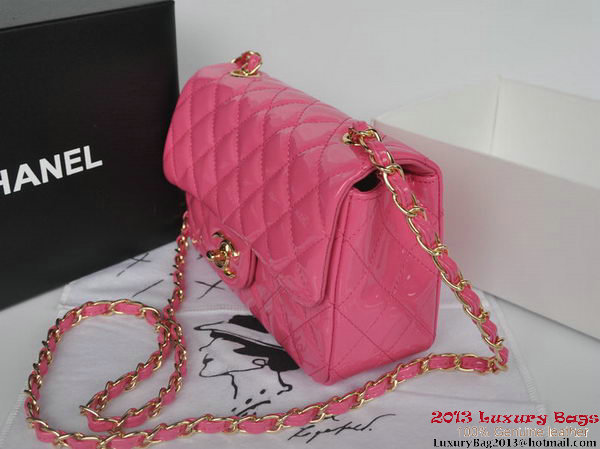 Chanel Classic Flap Bags Rose Original Patent Leather A1116 Gold