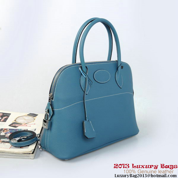 Hermes Bolide Tote Bags Calf Leather Light Blue