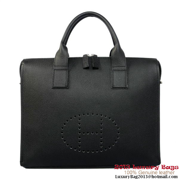 Hermes Mens Briefcase Calf Leather H1289A Black