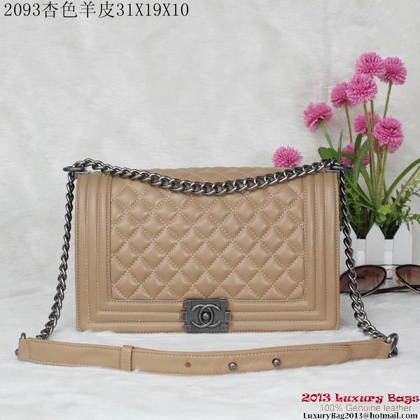 Boy Chanel Flap Shoulder Bag Sheepskin Leather A2093 Apricot