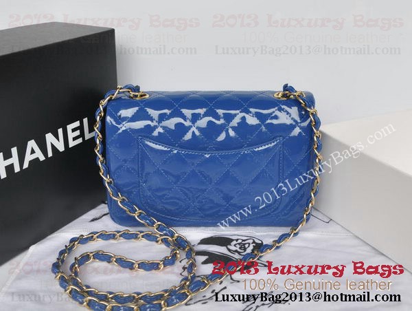 Chanel Classic Flap Bags Blue Original Patent Leather A1116 Gold