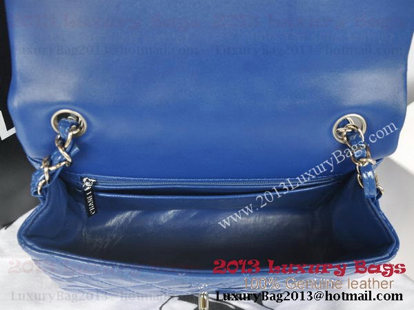 Chanel Classic Flap Bags Blue Original Patent Leather A1116 Silver