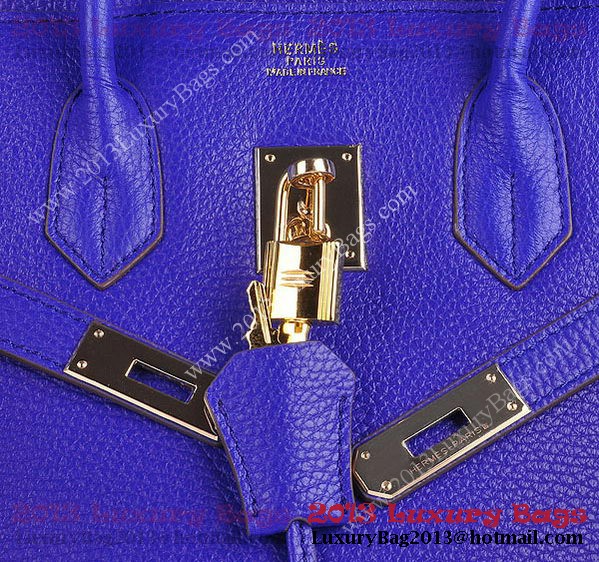 Hermes Birkin 35CM Tote Bag Blue Clemence Leather H6089 Gold