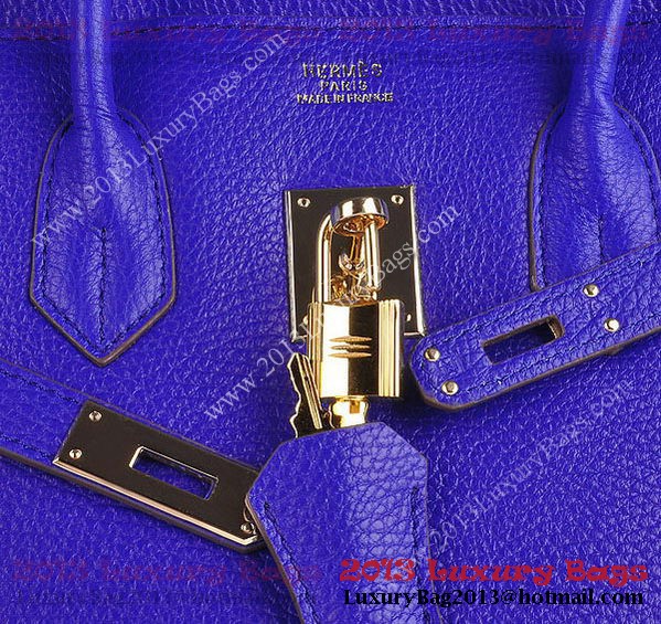 Hermes Birkin 35CM Tote Bag Blue Clemence Leather H6089 Gold