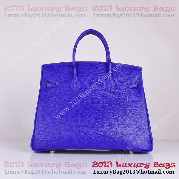 Hermes Birkin 35CM Tote Bag Blue Clemence Leather H6089 Gold