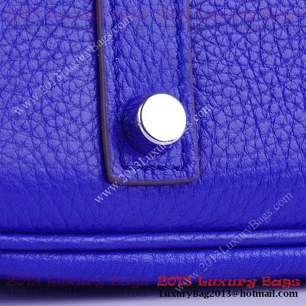 Hermes Birkin 35CM Tote Bag Blue Clemence Leather H6089 Silver