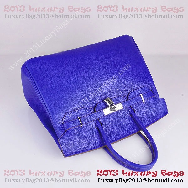 Hermes Birkin 35CM Tote Bag Blue Clemence Leather H6089 Silver