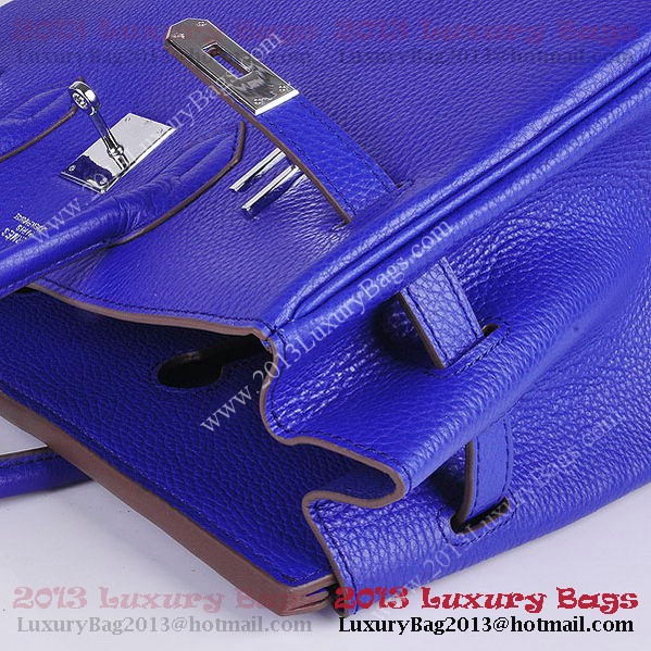 Hermes Birkin 35CM Tote Bag Blue Clemence Leather H6089 Silver