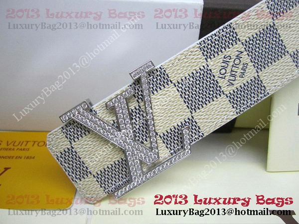 Louis Vuitton Damier Azur Canvas Belt LV2050 Silver