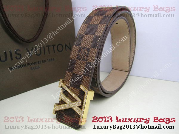 Louis Vuitton Damier Ebene Canvas Belt LV2050 Gold