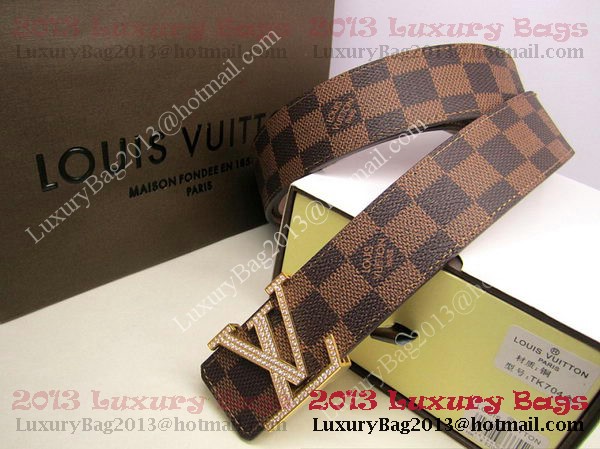 Louis Vuitton Damier Ebene Canvas Belt LV2050 Gold