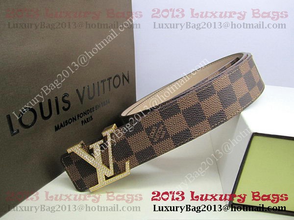 Louis Vuitton Damier Ebene Canvas Belt LV2050 Gold