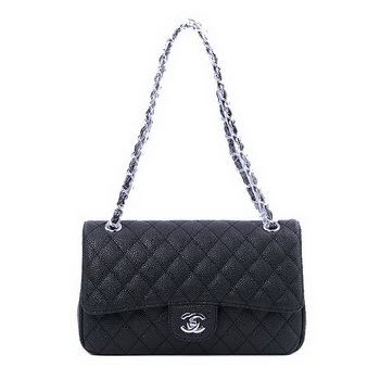 Chanel 2.55 Series Classic Flap Bag 1112 Black Cannage Pattern Silver