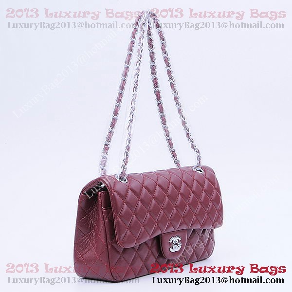 Chanel 2.55 Series Classic Flap Bag 1112 Burgundy Sheepskin Silver