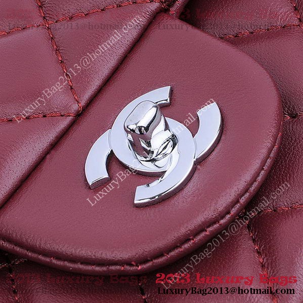 Chanel 2.55 Series Classic Flap Bag 1112 Burgundy Sheepskin Silver