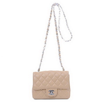 Chanel mini Classic Flap Bag Apricot Sheekskin 1115 Silver