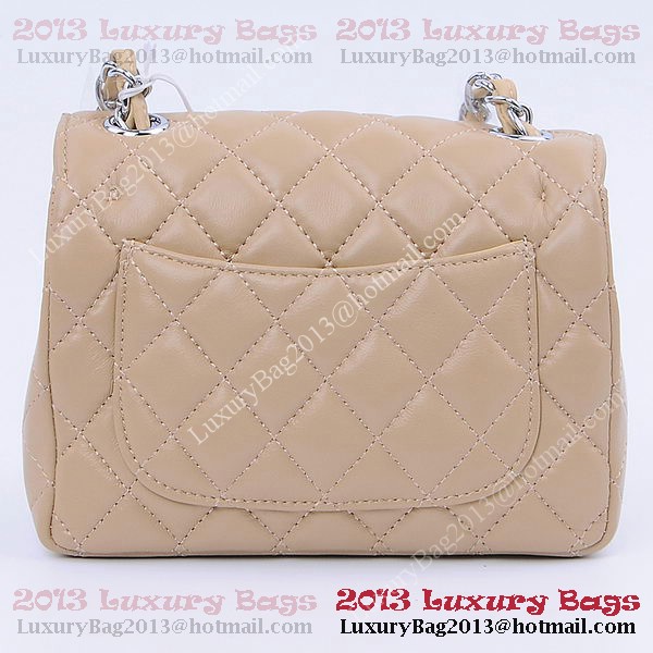 Chanel mini Classic Flap Bag Apricot Sheekskin 1115 Silver