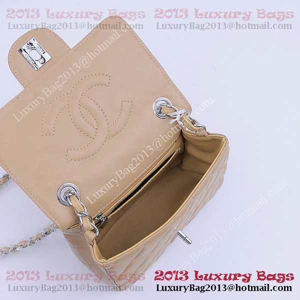 Chanel mini Classic Flap Bag Apricot Sheekskin 1115 Silver